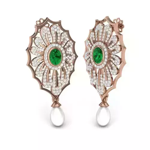 Women pearl studs earrings 3dm render details