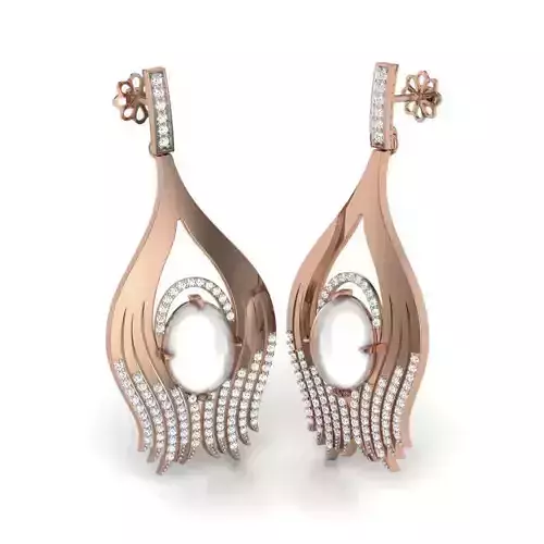 Women pearl earrings 3dm render details