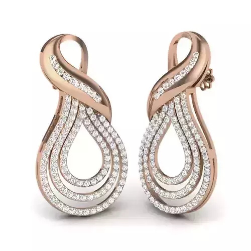 Women diamond earrings 3dm render details