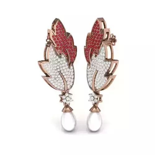 Women pearl earrings 3dm render details