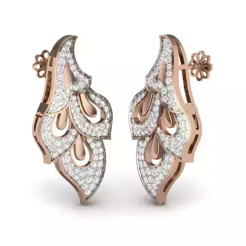 Diamond Leaves  studs earrings 3dm render details 3D print model