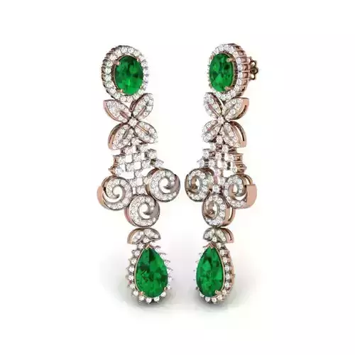 Women long earrings 3dm render details