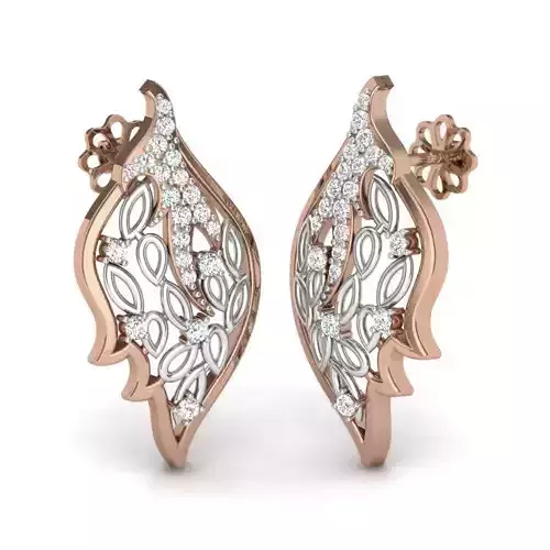 Diamond Leaves studs earrings 3dm render details 3D print model