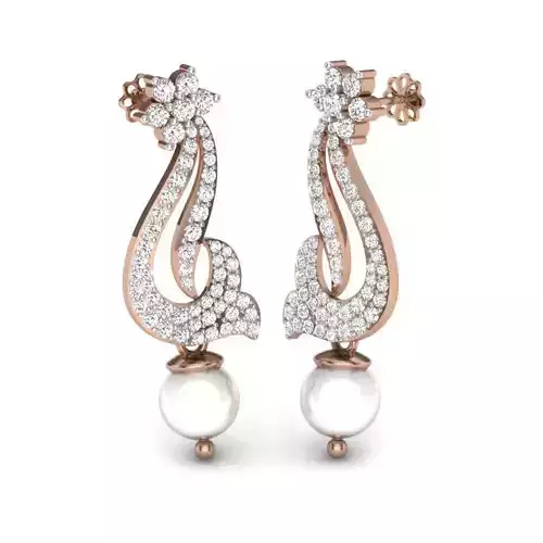 Women pearl earrings 3dm render details