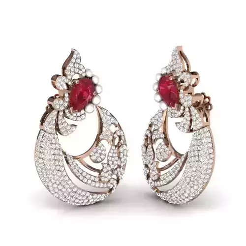Women cocktail earrings 3dm render details