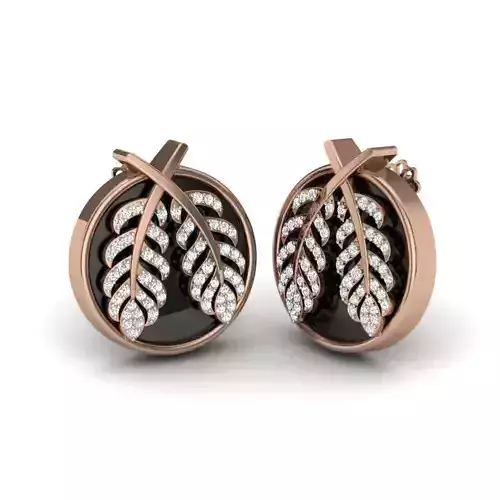 Women leaf pairs studs earrings 3dm render details