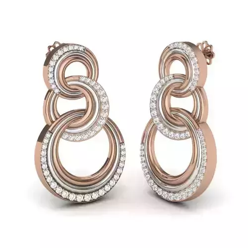 Cuban Chain diamond earrings 3dm render details 3D print model