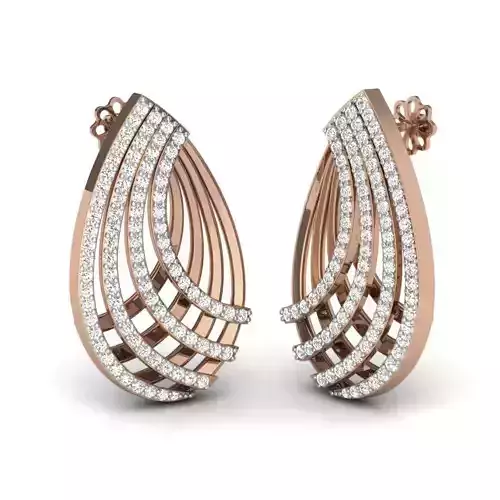 Women wire studs earrings 3dm render details