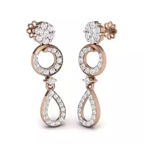 Women diamond earrings 3dm render details
