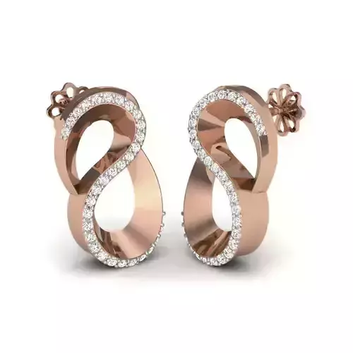 Women infinity studs earrings 3dm render details