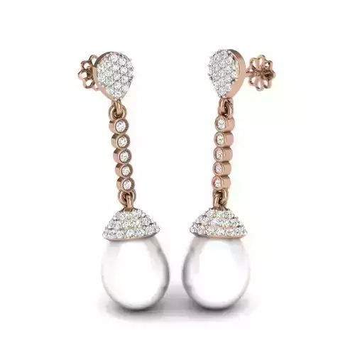 Women pearl earrings 3dm render details