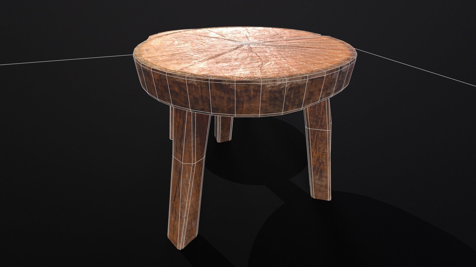 Medieval Wood Short Stools  Low-poly 3D model_19