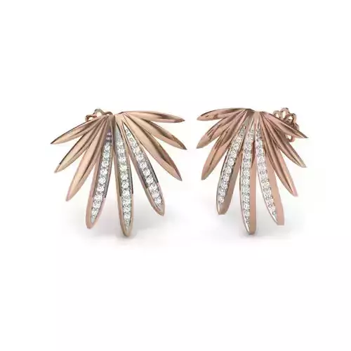 Women leaf studs earrings 3dm render details