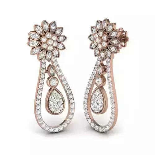 Women diamond earrings 3dm render details