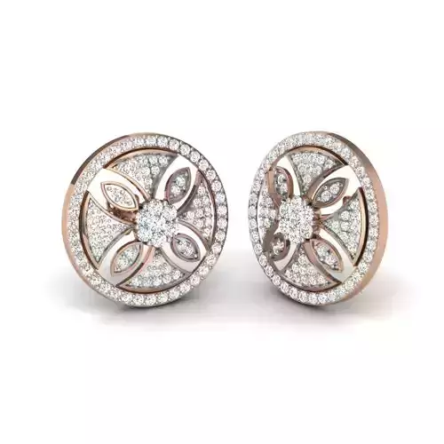 Women flower studs earrings 3dm render details
