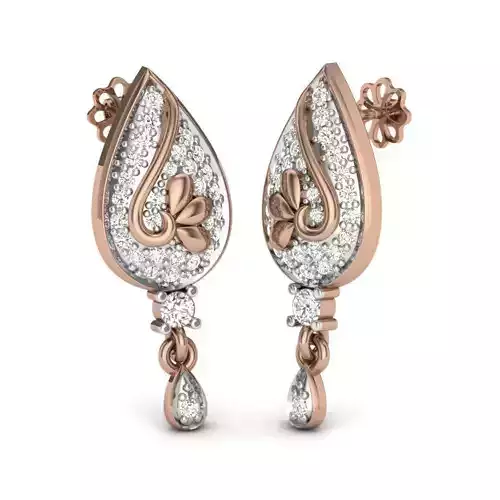 Women diamond earrings 3dm render details