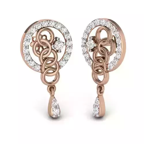Cuban Chain diamond earrings 3dm render details 3D print model
