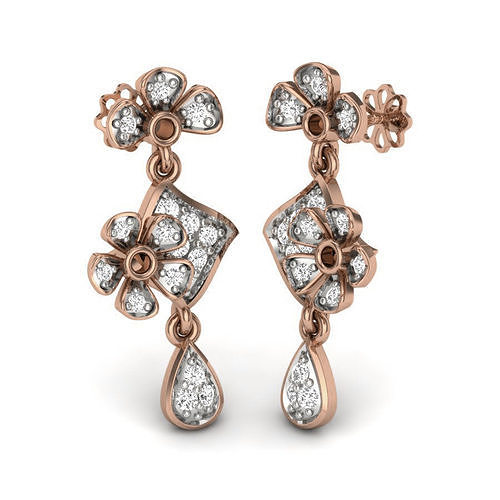 Women flower diamond earrings 3dm render details 3D print model