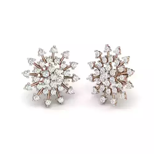 Women flower studs earrings 3dm render details