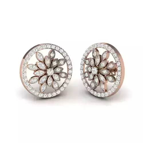 Women flower studs earrings 3dm render details