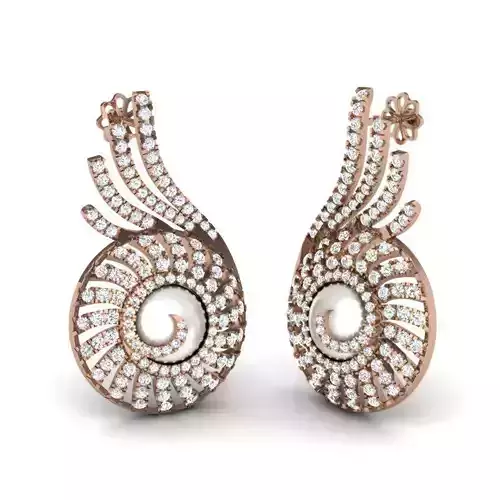 Women pearl studs earrings 3dm render details