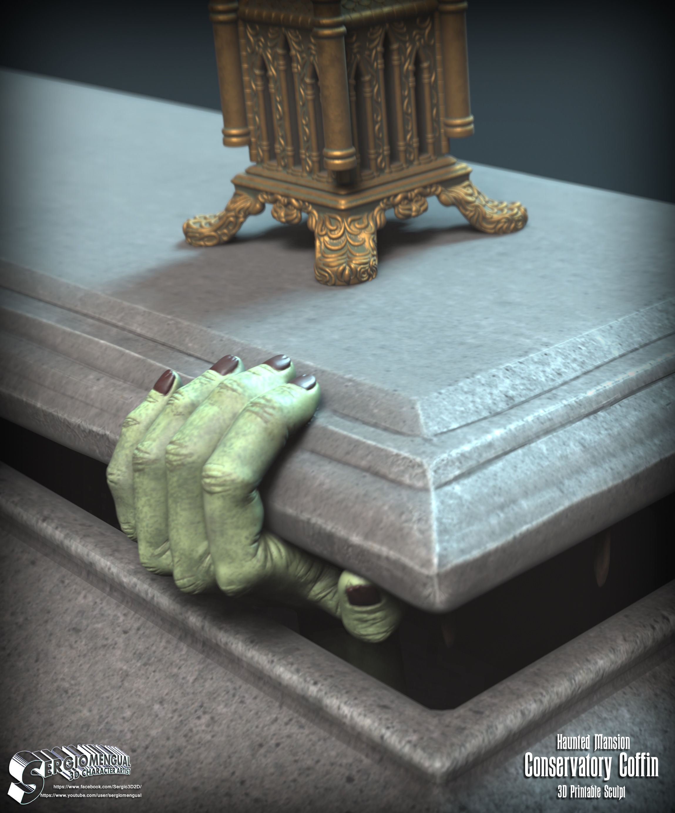 Haunted Mansion Conservatory Coffin 3D printable sculpture 3D print model_13