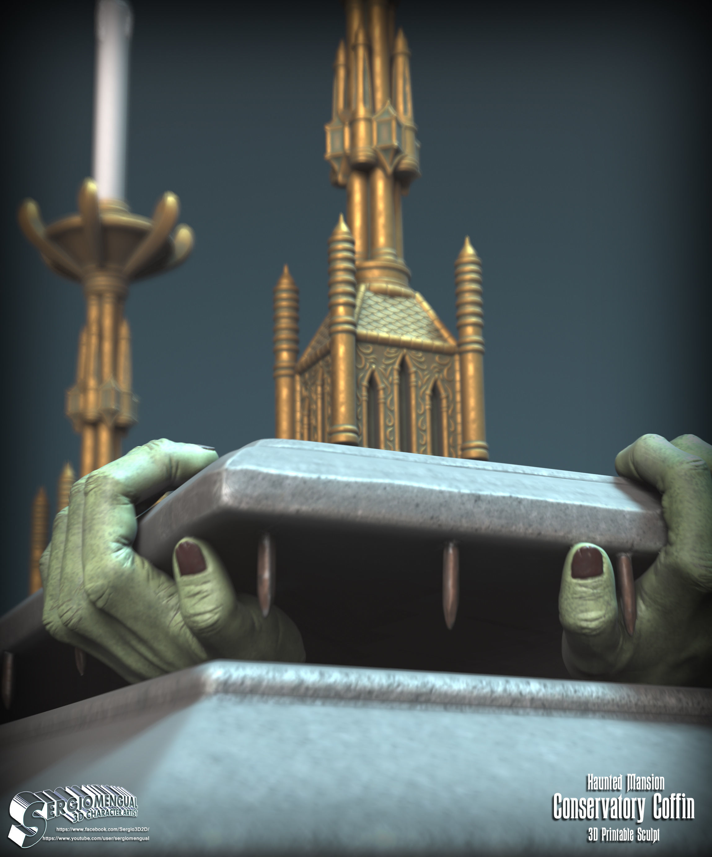 Haunted Mansion Conservatory Coffin 3D printable sculpture 3D print model_14