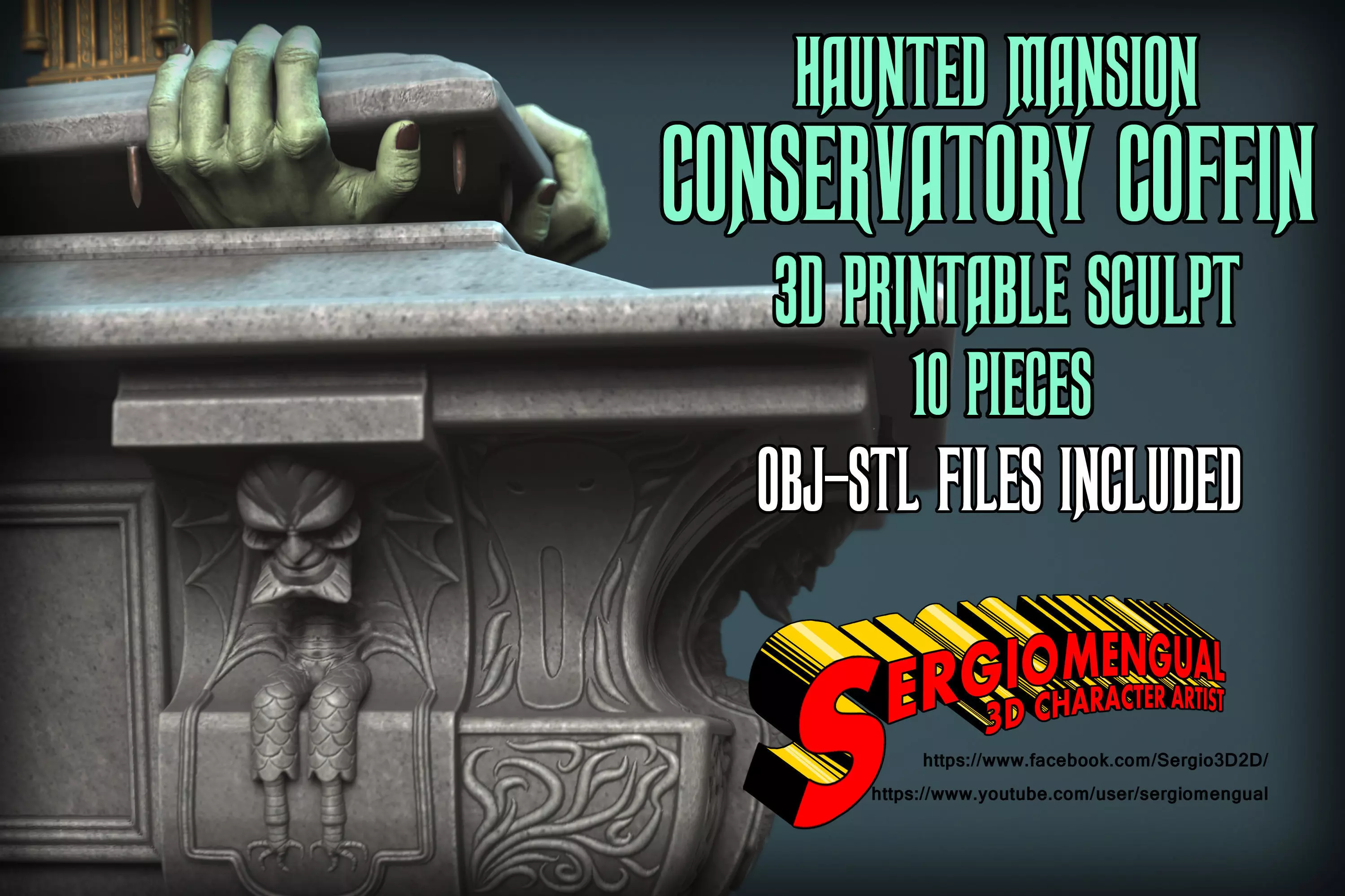 Haunted Mansion Conservatory Coffin 3D printable sculpture 3D print model_0