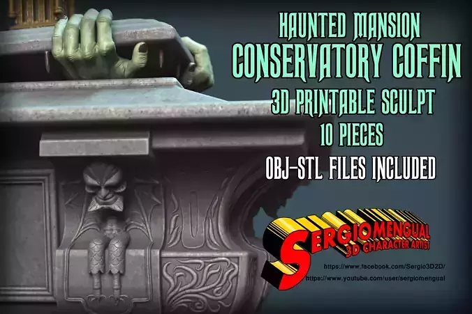 Haunted Mansion Conservatory Coffin 3D printable sculpture 3D print model