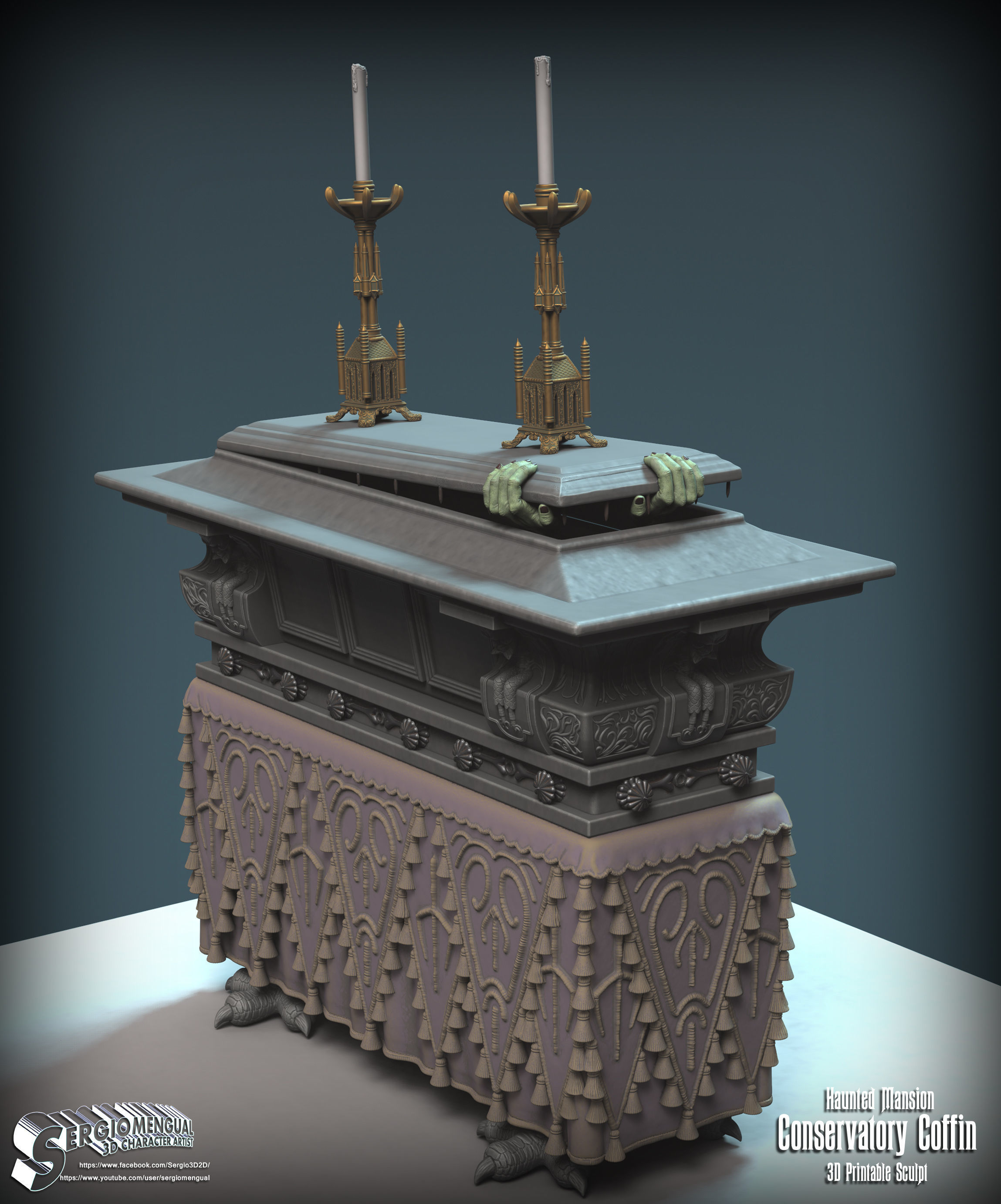 Haunted Mansion Conservatory Coffin 3D printable sculpture 3D print model_8