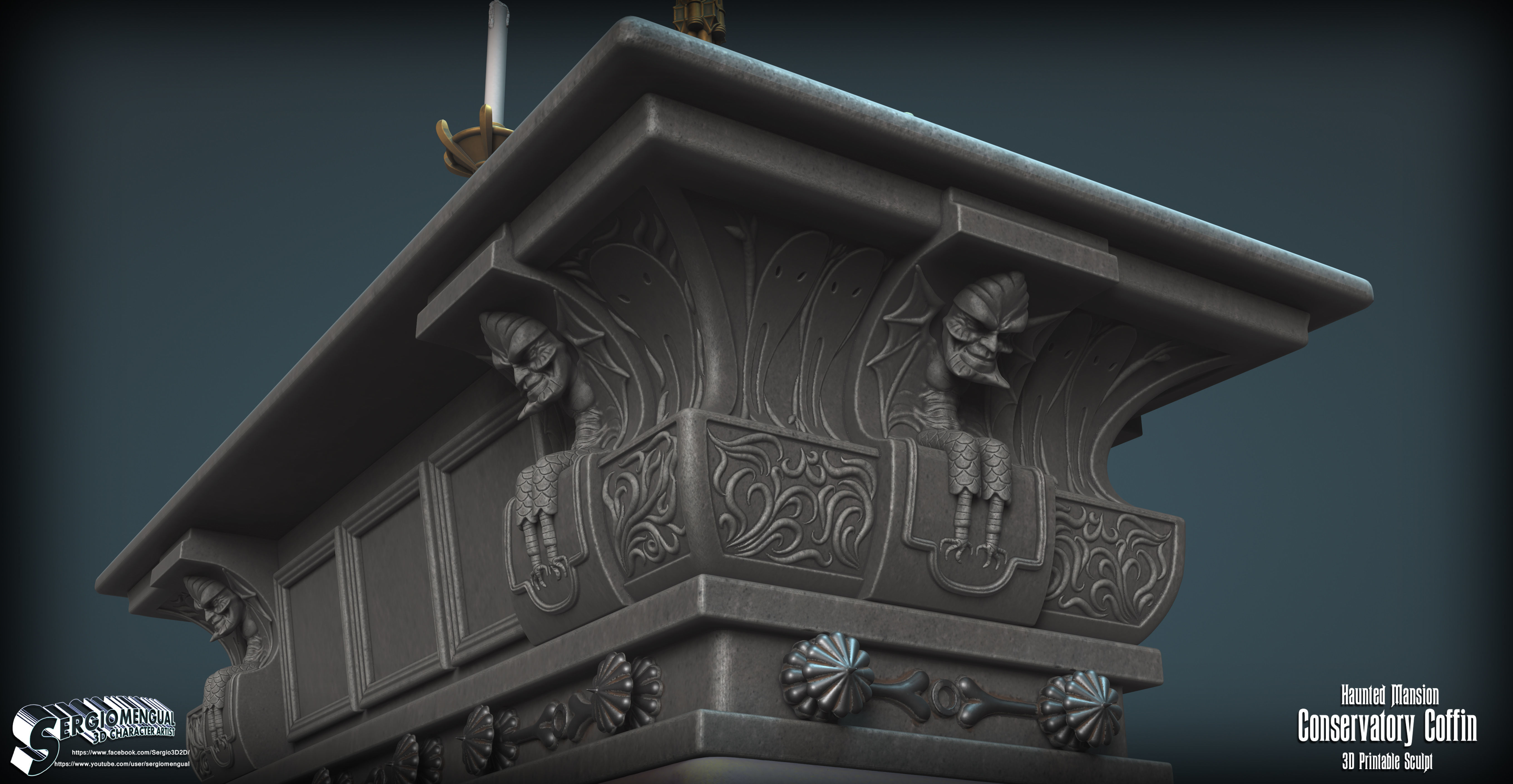 Haunted Mansion Conservatory Coffin 3D printable sculpture 3D print model_7