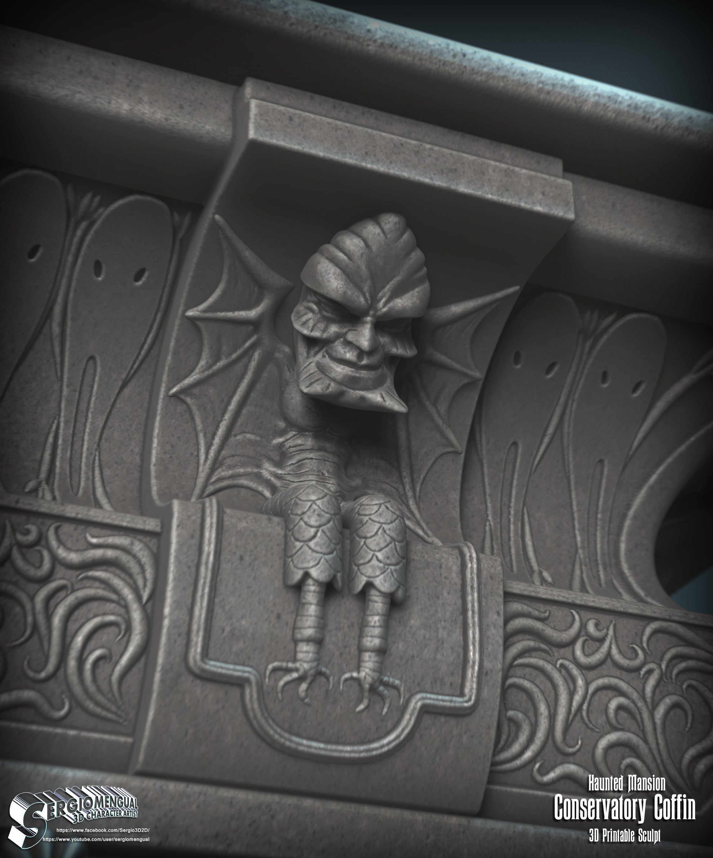 Haunted Mansion Conservatory Coffin 3D printable sculpture 3D print model_5