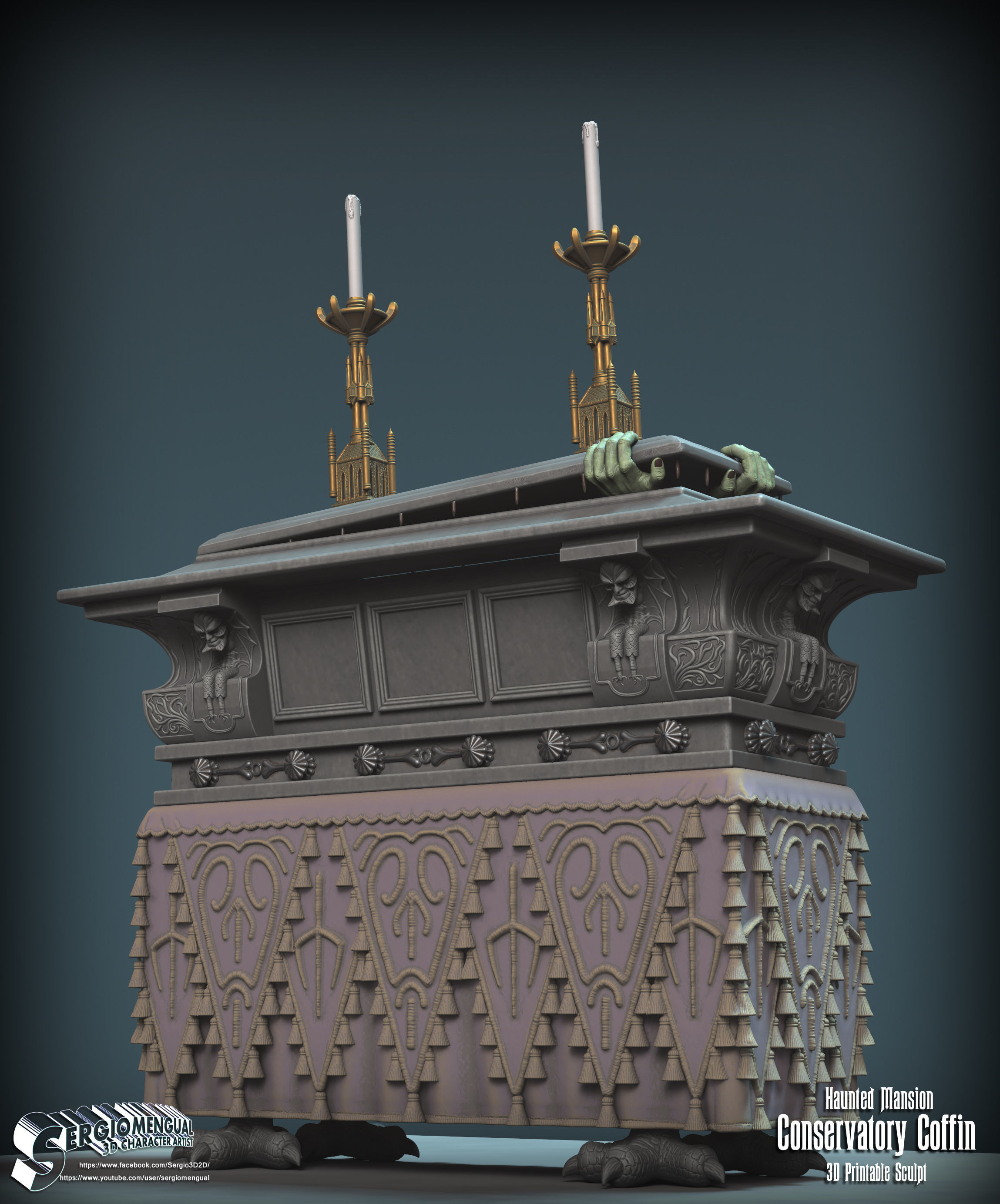 Haunted Mansion Conservatory Coffin 3D printable sculpture 3D print model_2