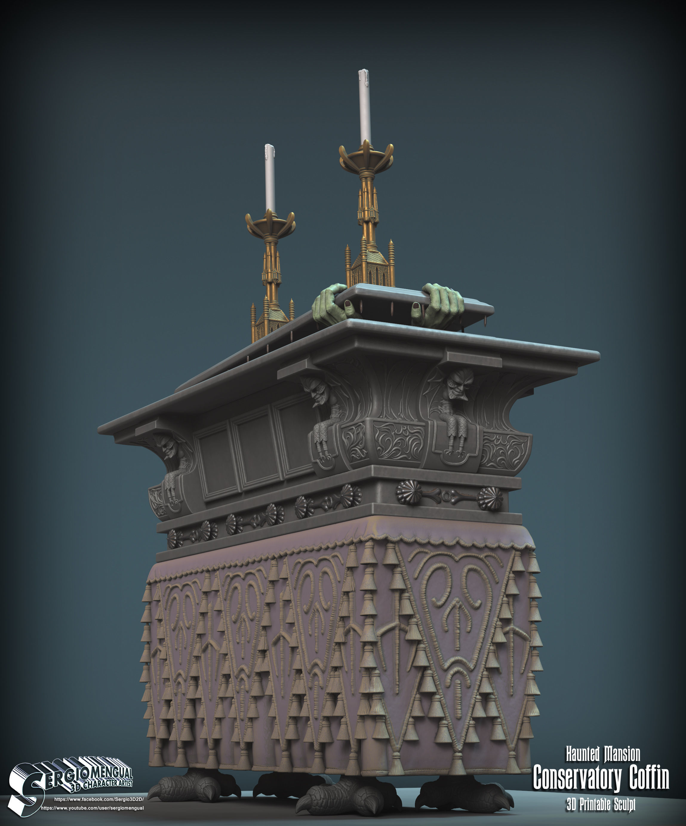 Haunted Mansion Conservatory Coffin 3D printable sculpture 3D print model_3