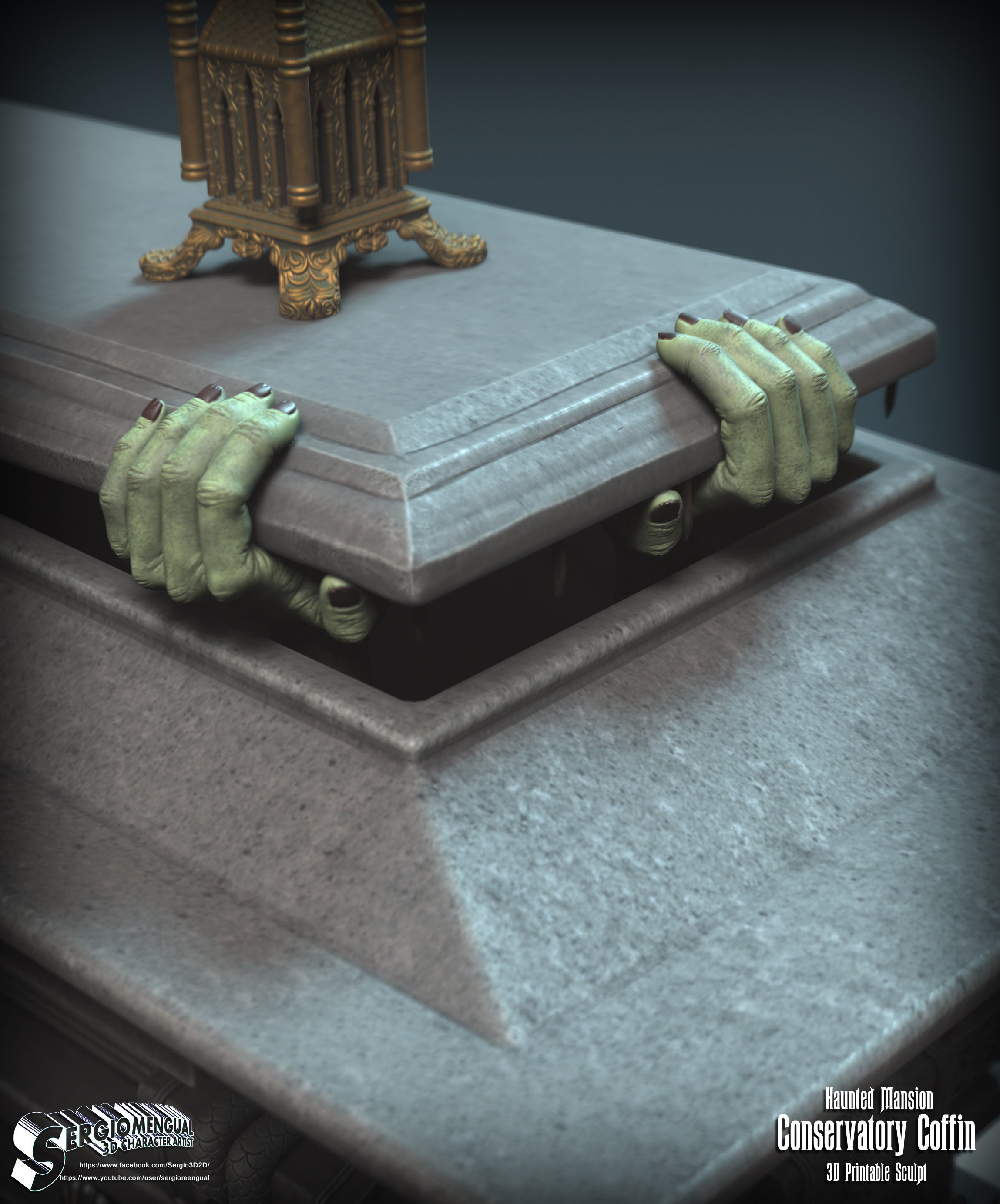Haunted Mansion Conservatory Coffin 3D printable sculpture 3D print model_10