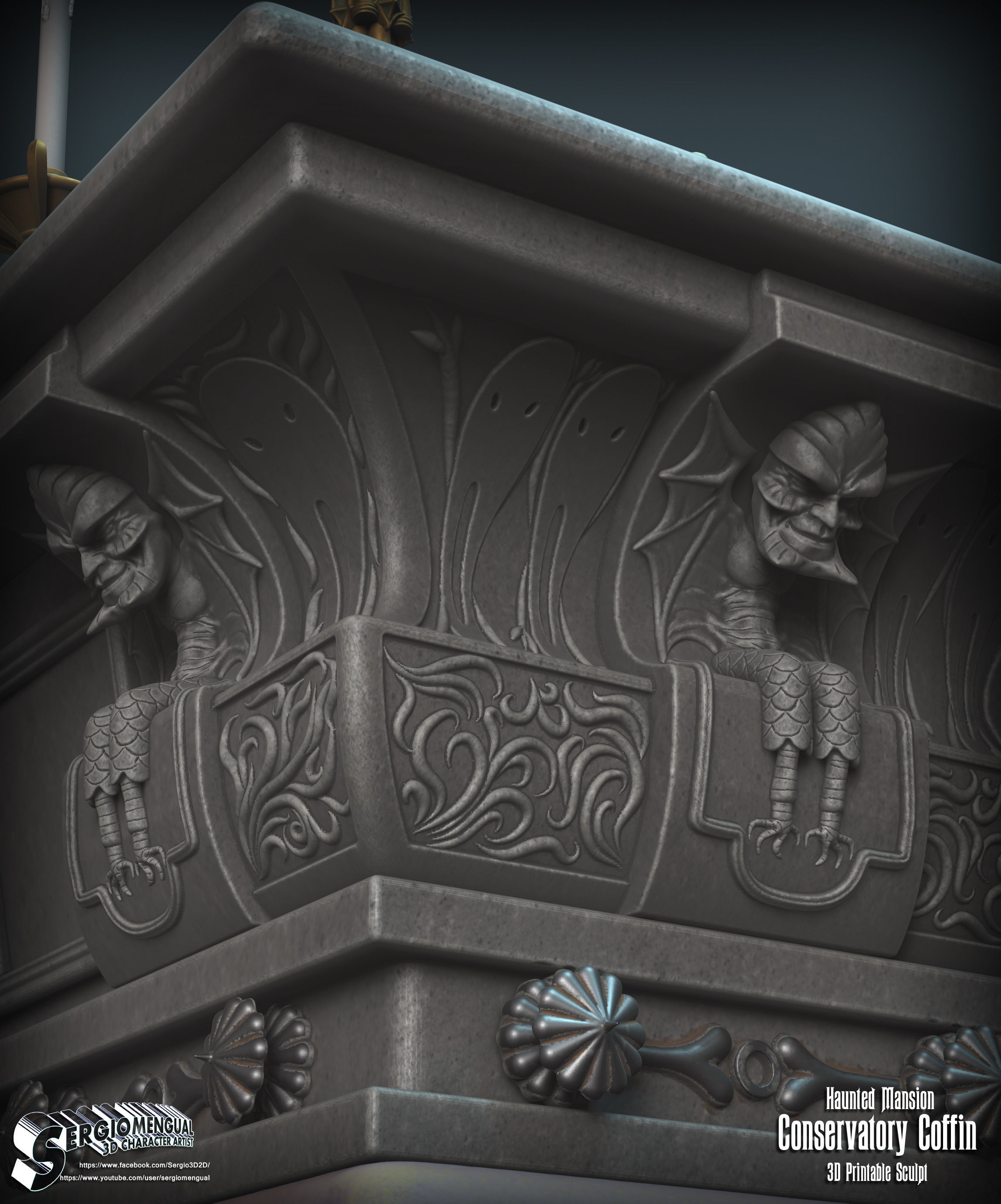 Haunted Mansion Conservatory Coffin 3D printable sculpture 3D print model_9