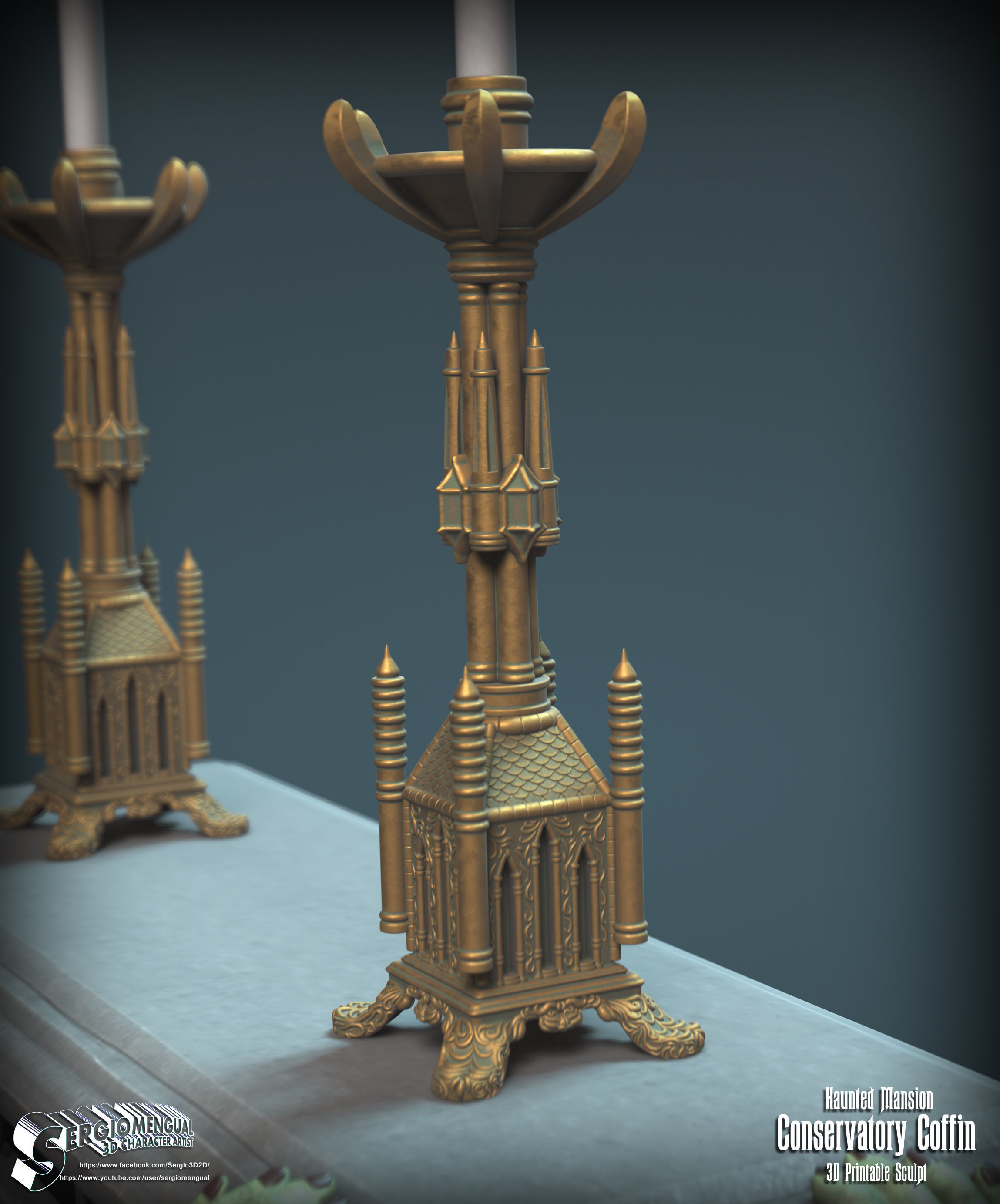 Haunted Mansion Conservatory Coffin 3D printable sculpture 3D print model_12