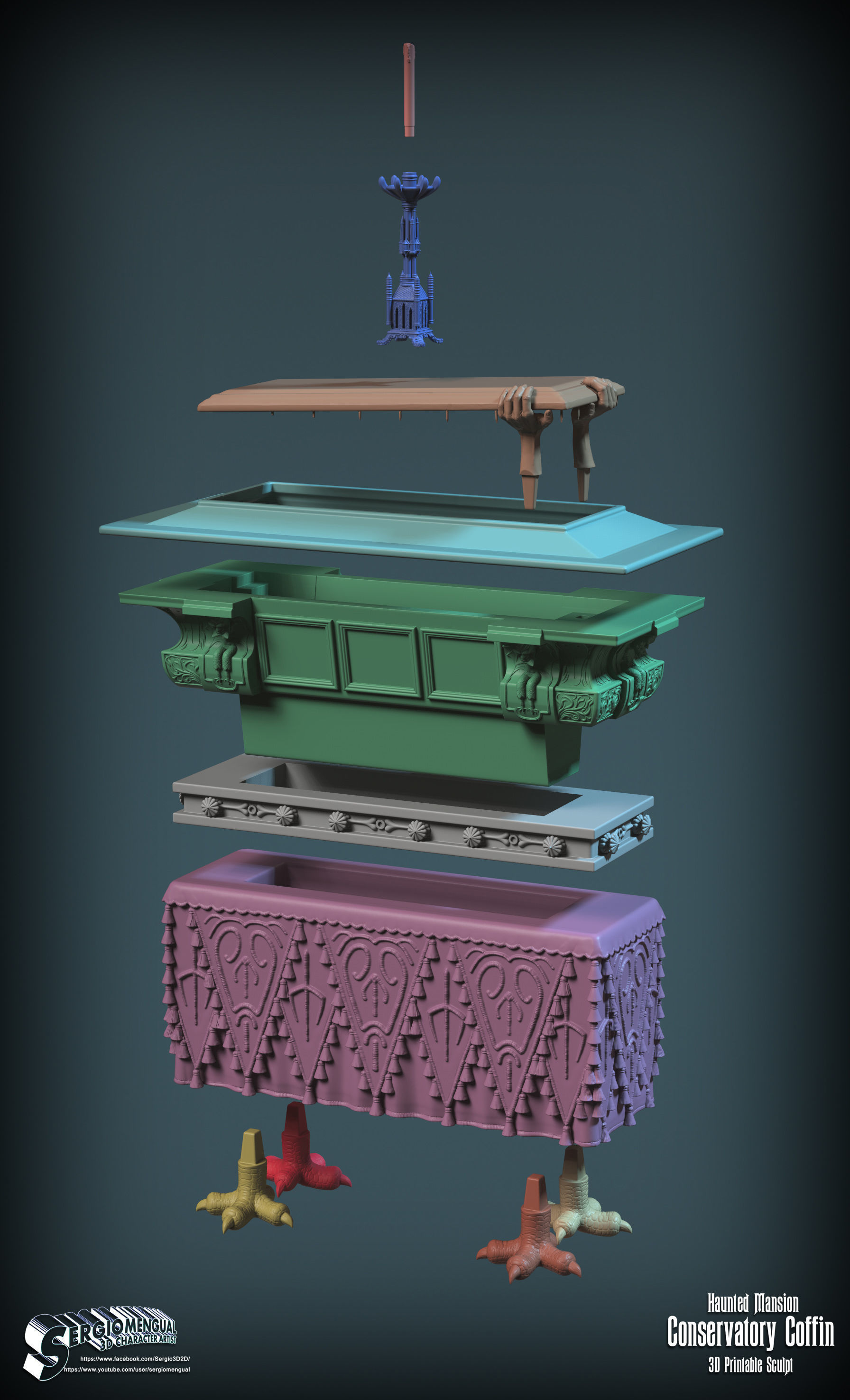 Haunted Mansion Conservatory Coffin 3D printable sculpture 3D print model_11