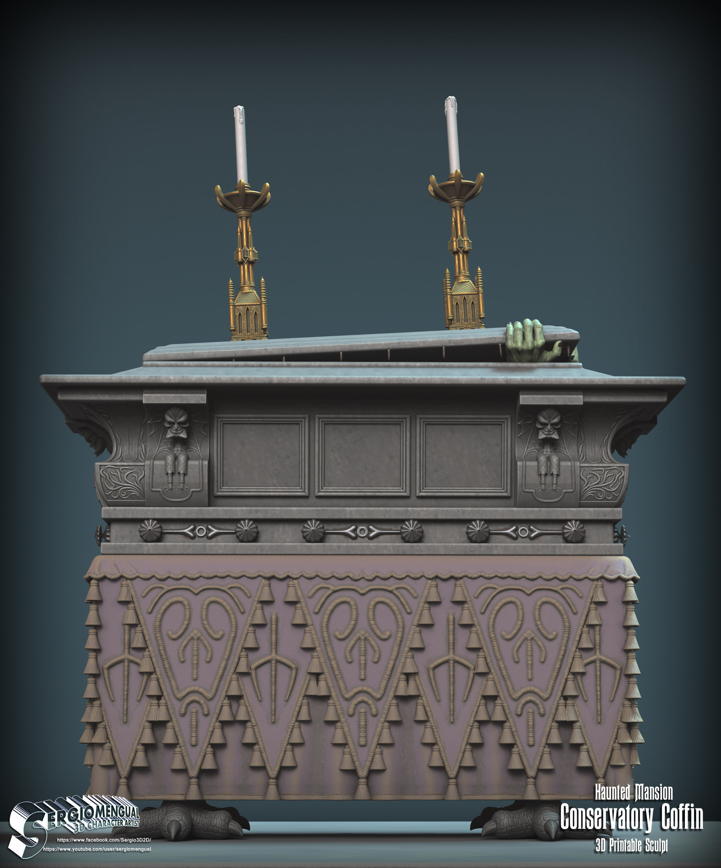 Haunted Mansion Conservatory Coffin 3D printable sculpture 3D print model_1