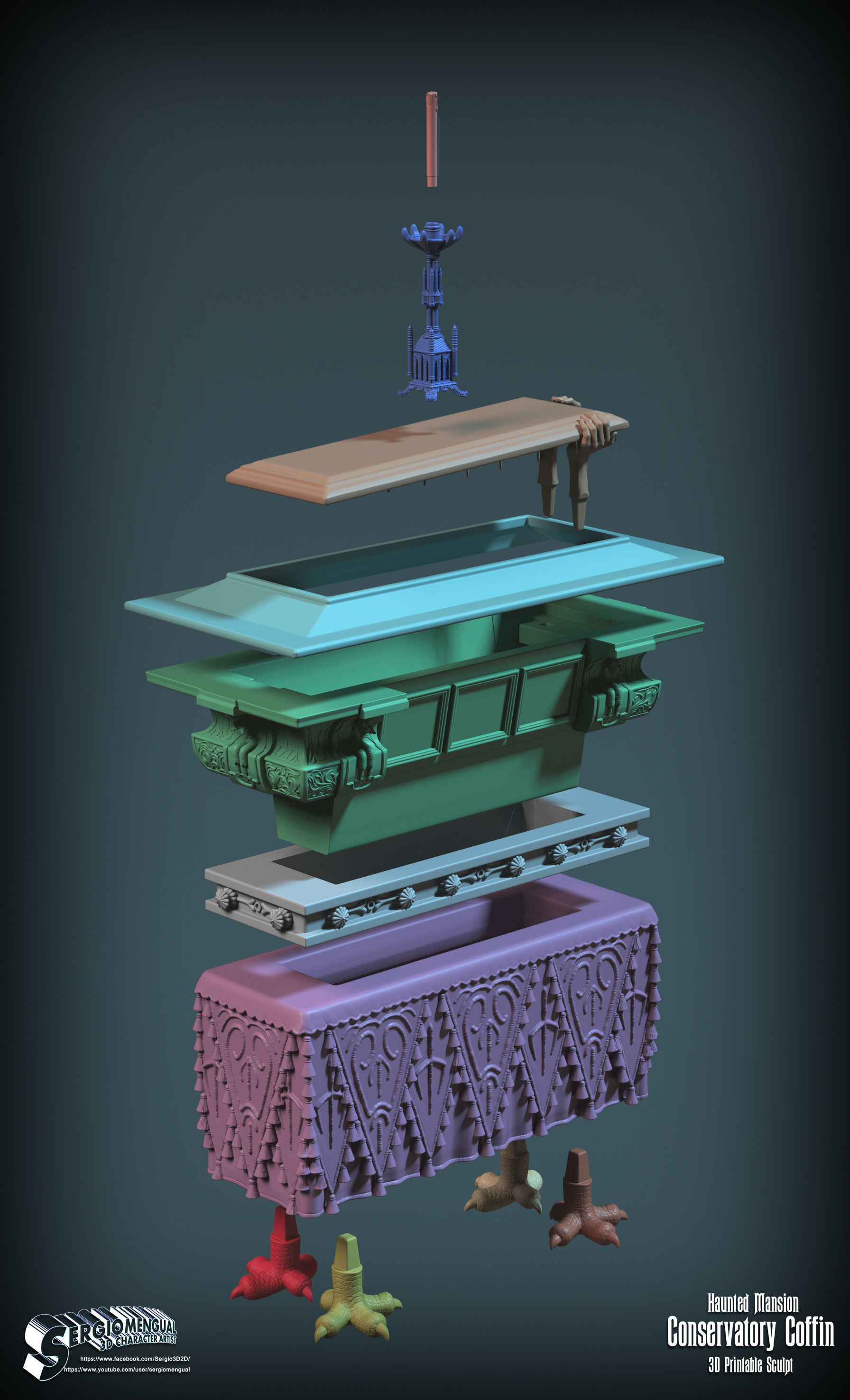Haunted Mansion Conservatory Coffin 3D printable sculpture 3D print model_4