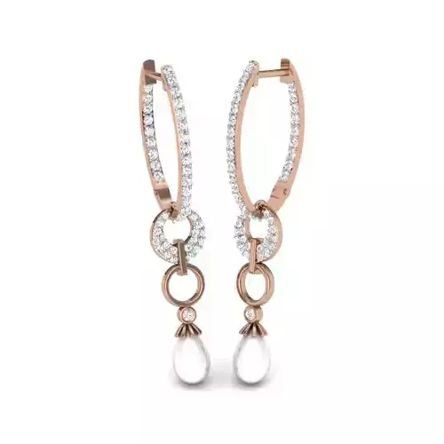 Women pearl huggies earrings 3dm render details