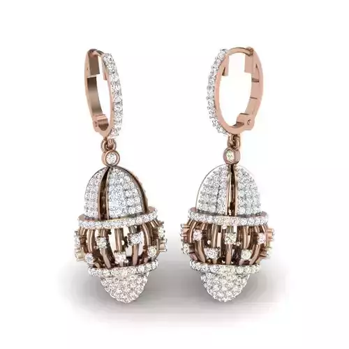 Women bead huggies earrings 3dm render details