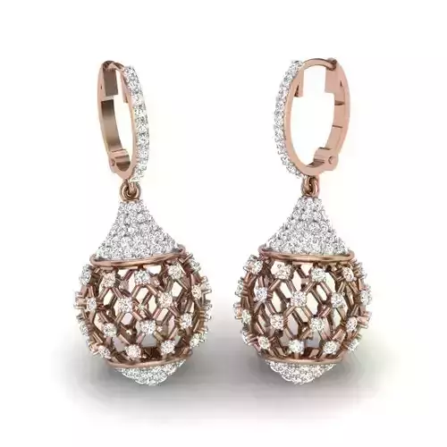 Women Bead huggies earrings 3dm render details