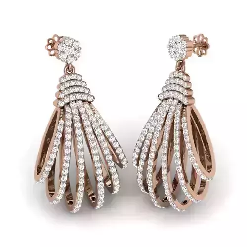 Women wire diamond earrings 3dm render details