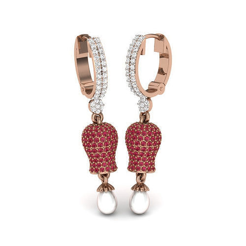 Women pearl huggies earrings 3dm render details 3D print model
