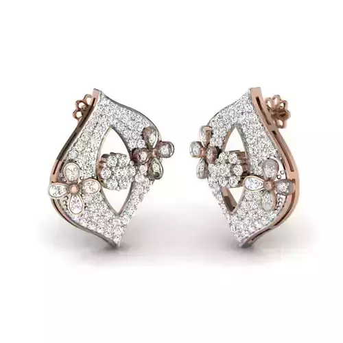 Women flower studs earrings 3dm render details