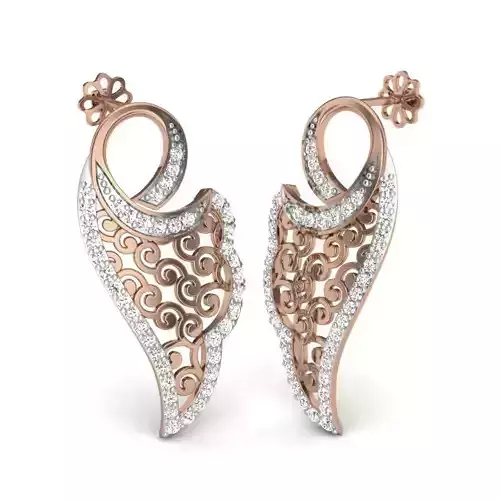 Women studs earrings 3dm render details