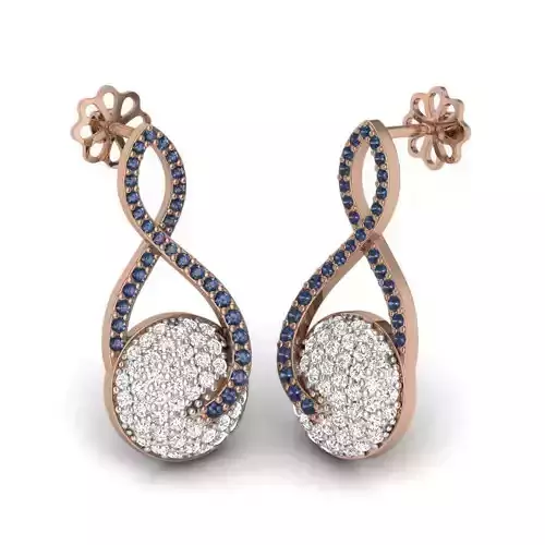 Women diamond earrings 3dm render details