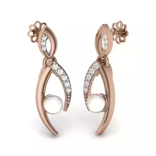 Women pearl earrings 3dm render details