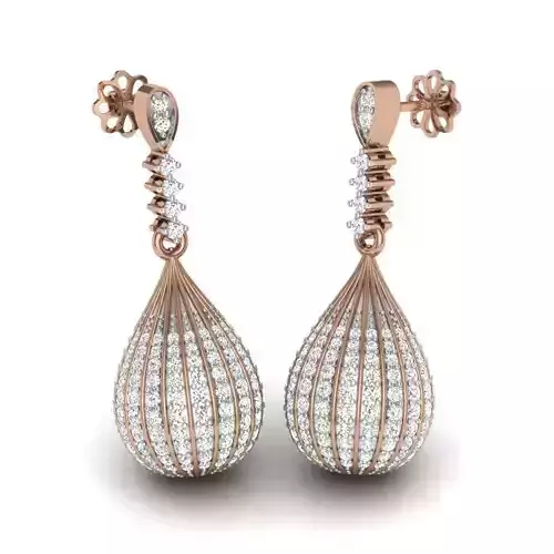 Women ball diamond  earrings 3dm render details